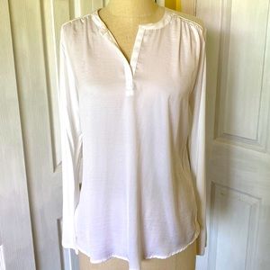 Banana Republic long sleeve mixed media satin front top size  small